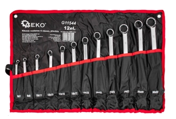 Klucze oczkowe gięte 6-32 mm 12 sztuk (płachta) GEKO
