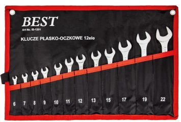 Klucze płasko oczkowe 6-22mm 12 sztuk płaskie płachta GEKO