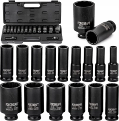 Zestaw nasadki udarowe głębokie do kluczy pneumatycznych 10-36 mm 1/2" 12 K 15el FORCEKRAFT