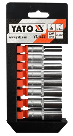 Nasadki udarowe klucze nasadowe długie 1/4" 5,5 - 13 mm zestaw 8el YT-14431 YATO
