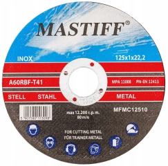 Tarcze tarcza do cięcia metalu stali 125 x 1,2 mm MASTIFF