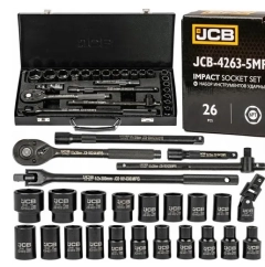 Klucze nasadowe nasadki udarowe grzechotka 1/2" 26el 8-32mm walizka JCB