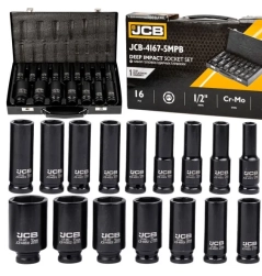 Zestaw nasadki udarowe głębokie do klucz pneumatyczne 1/2" 10-36mm 16el JCB