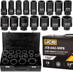 Zestaw nasadki udarowe nasadowe głębokie do klucza pneumatycznego 3/4" 17-50mm 16el JCB