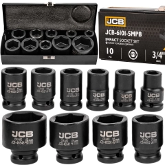Zestaw nasadki udarowe krótkie do klucz pneumatyczny 3/4" 10el 17-46mm JCB