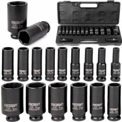 Zestaw nasadki udarowe głębokie do klucz pneumatyczny 1/2" 15el 10-36mm FORCEKRAFT